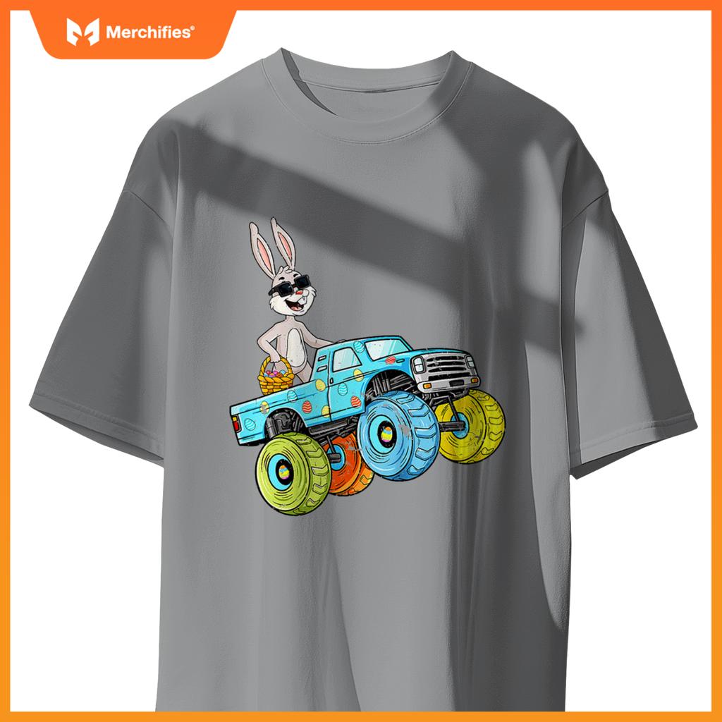 Easter Rabbit Riding Monster Truck Boys Girls T-Shirt