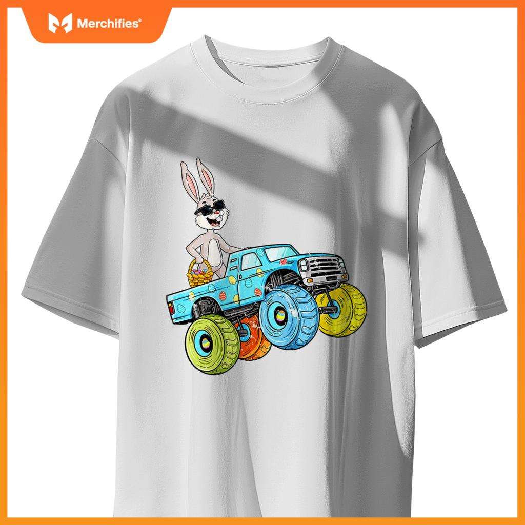 Easter Rabbit Riding Monster Truck Boys Girls T-Shirt