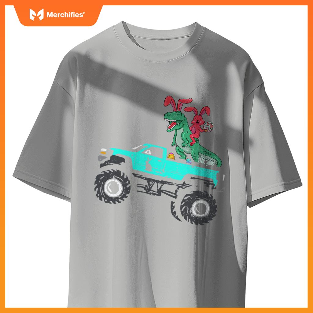 Easter Trex Bunny Rabbit Riding Monster Truck Kids Toddler T-Shirt