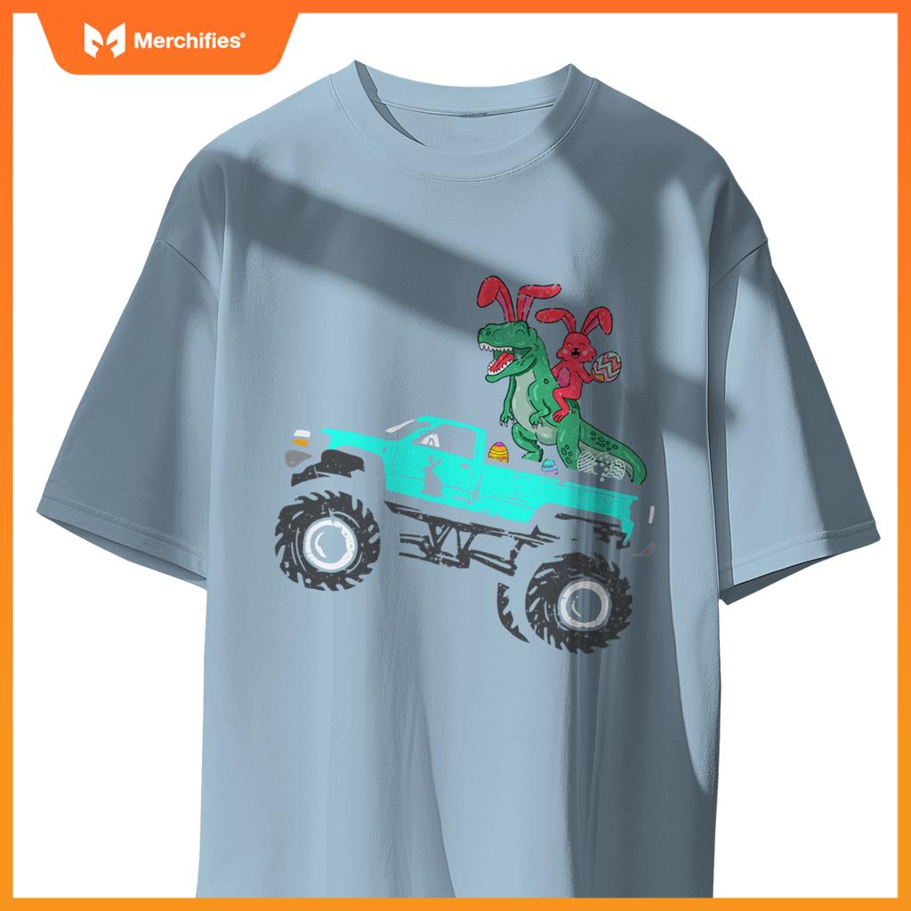 Easter Trex Bunny Rabbit Riding Monster Truck Kids Toddler T-Shirt