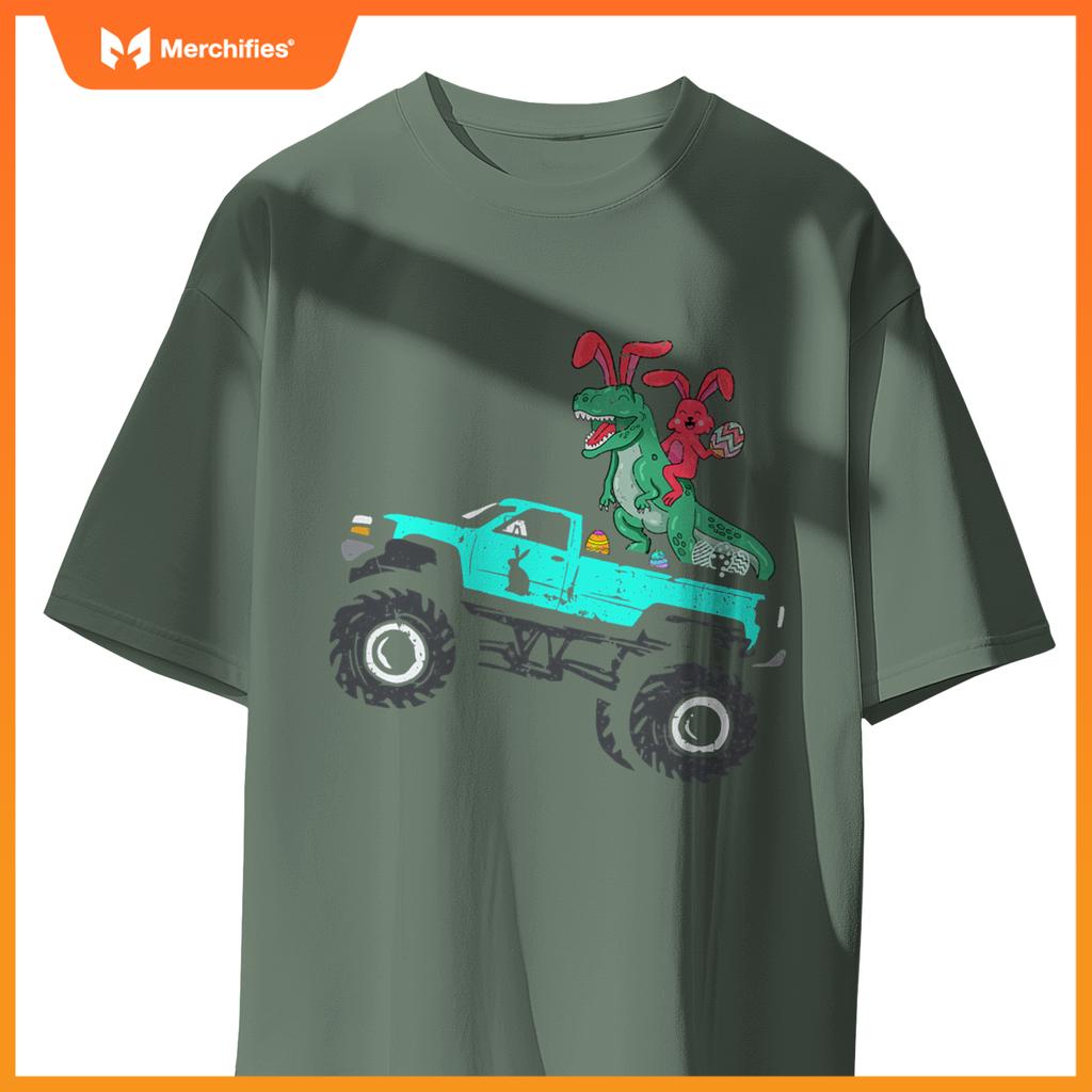 Easter Trex Bunny Rabbit Riding Monster Truck Kids Toddler T-Shirt