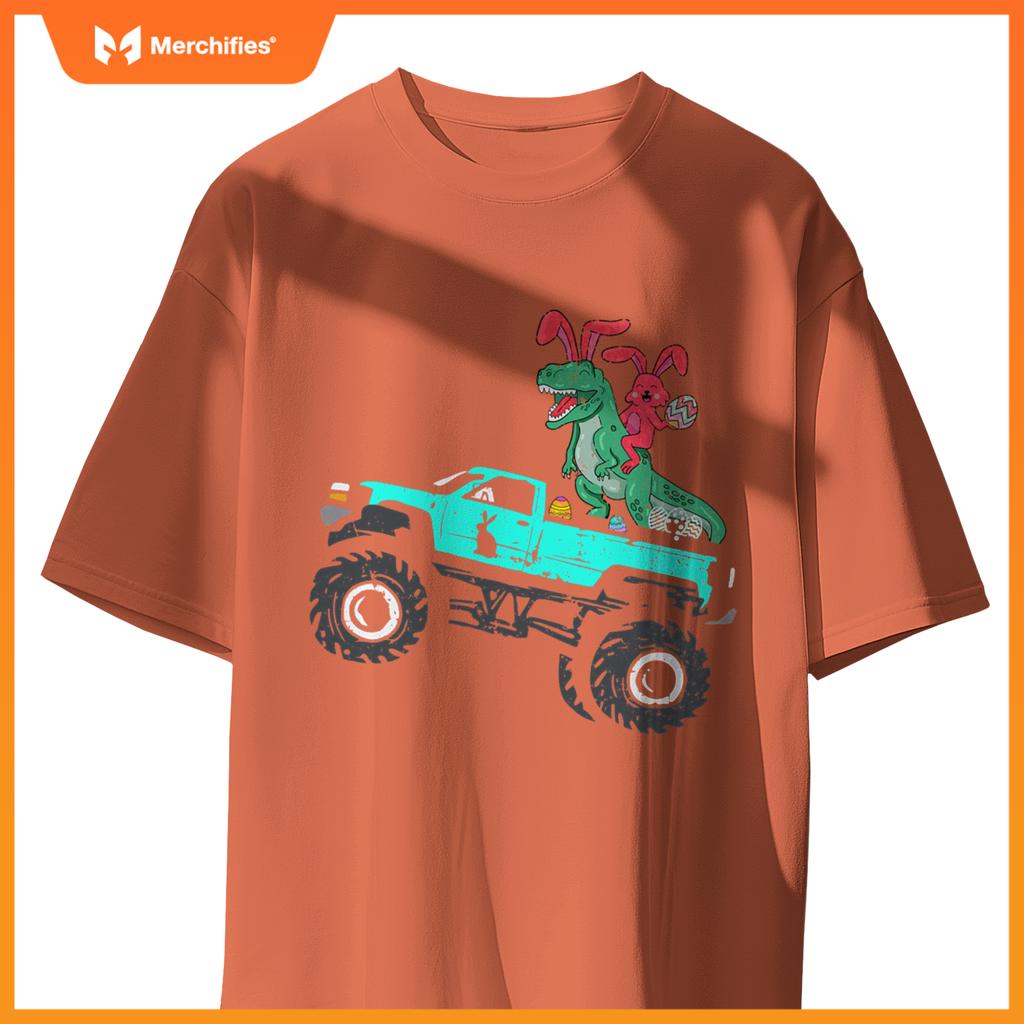 Easter Trex Bunny Rabbit Riding Monster Truck Kids Toddler T-Shirt
