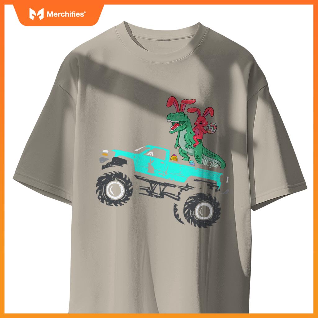 Easter Trex Bunny Rabbit Riding Monster Truck Kids Toddler T-Shirt