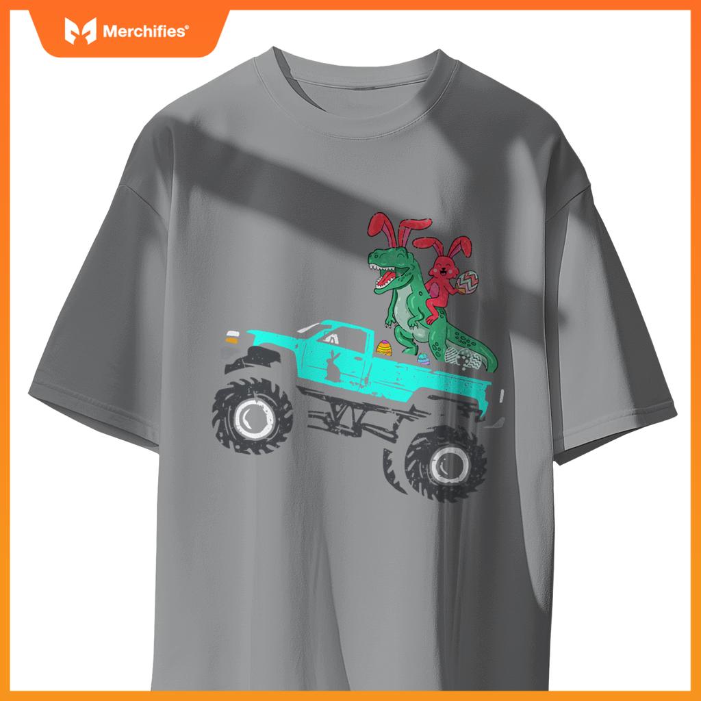 Easter Trex Bunny Rabbit Riding Monster Truck Kids Toddler T-Shirt