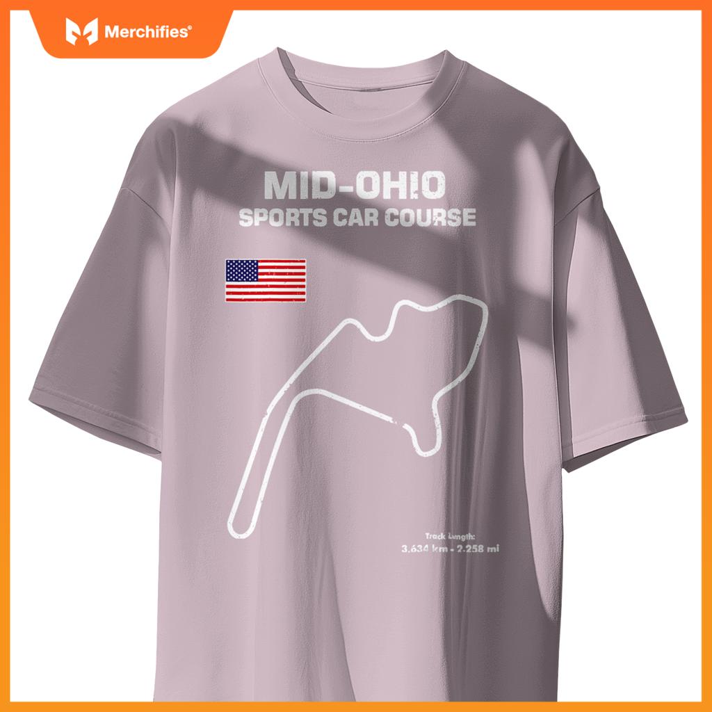 Famous Circuit Outline Mid Ohio Track Race Fan Car Racing T-Shirt