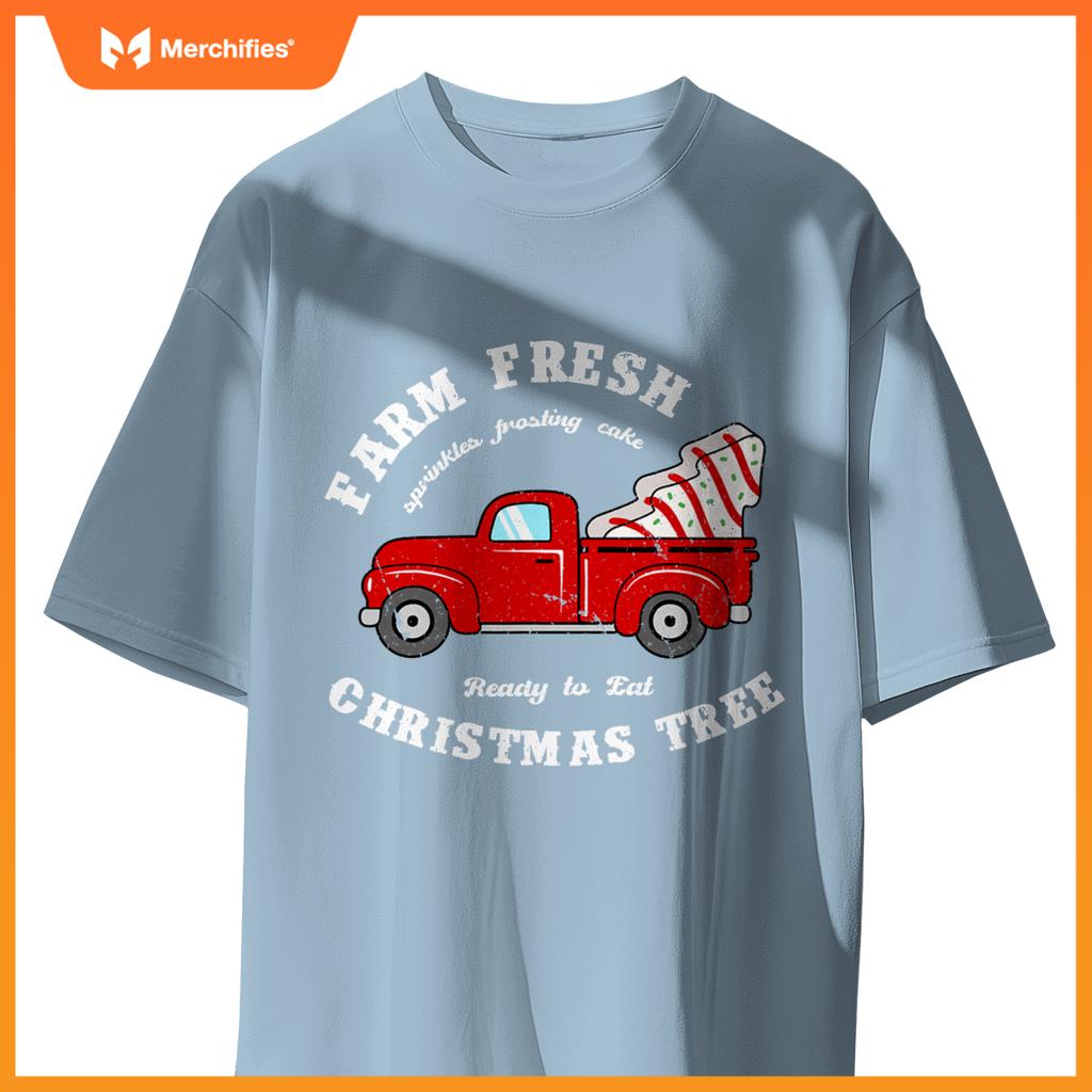 Farm Fresh Christmas Tree Cakes Christmas Tree Truck Farmer T-Shirt
