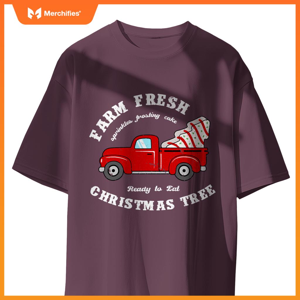 Farm Fresh Christmas Tree Cakes Christmas Tree Truck Farmer T-Shirt