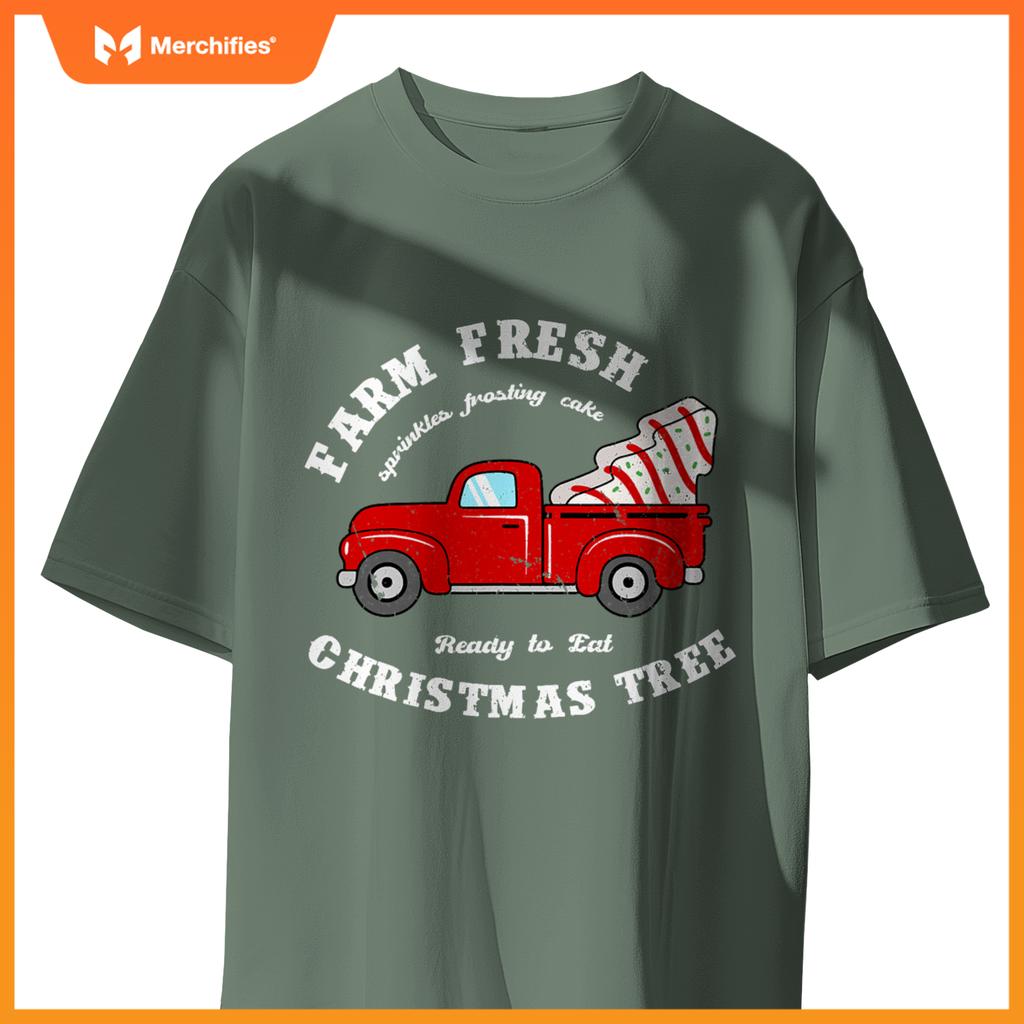 Farm Fresh Christmas Tree Cakes Christmas Tree Truck Farmer T-Shirt