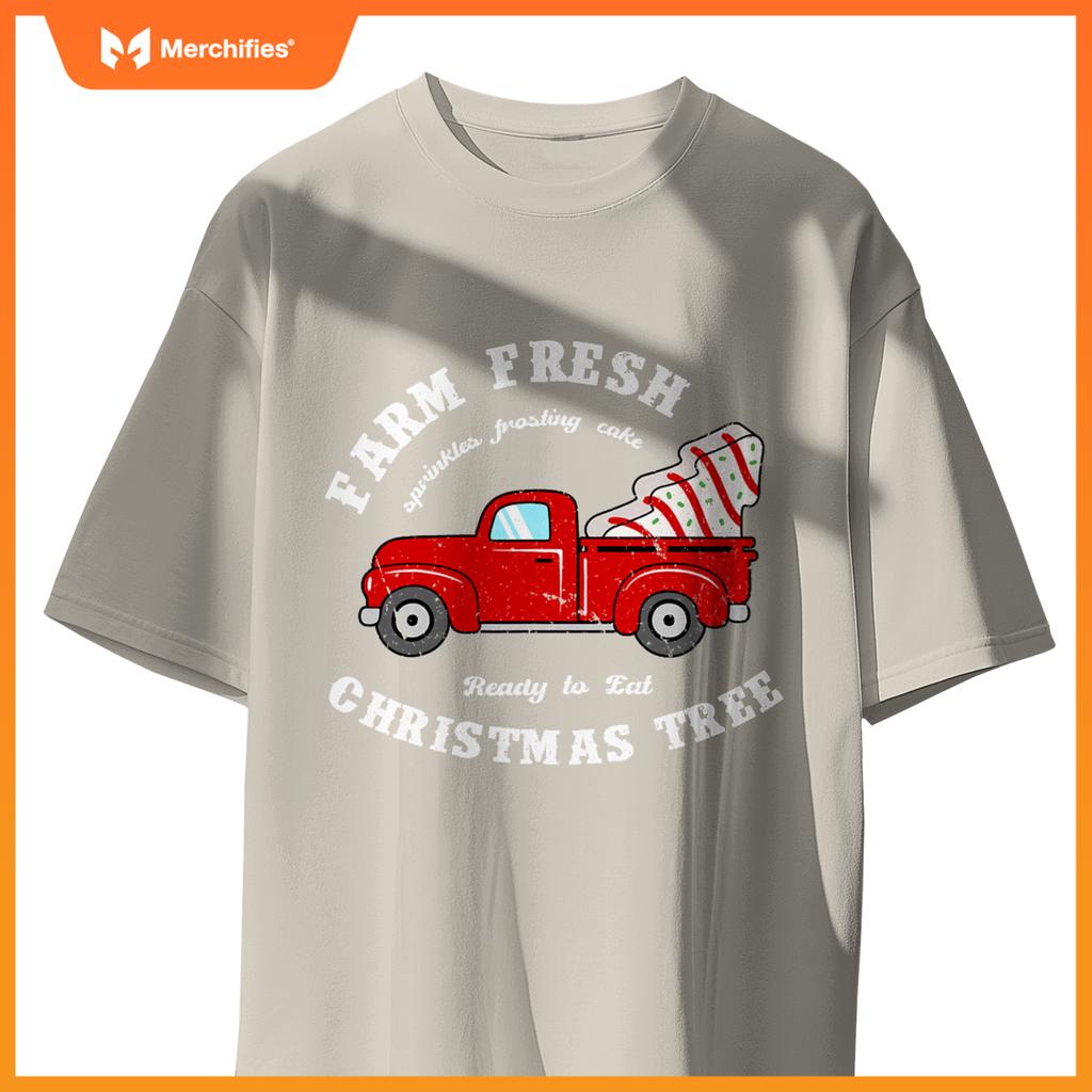Farm Fresh Christmas Tree Cakes Christmas Tree Truck Farmer T-Shirt