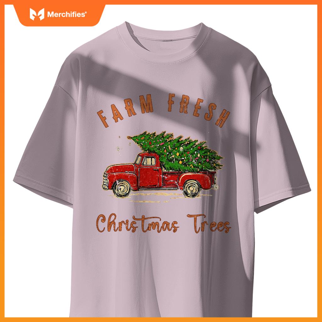 Farm Fresh Christmas Trees Family Xmas Farm Truck Farmer T-Shirt