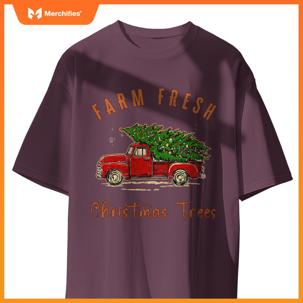 Farm Fresh Christmas Trees Family Xmas Farm Truck Farmer T-Shirt