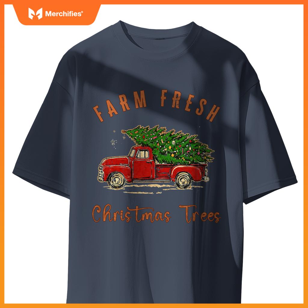 Farm Fresh Christmas Trees Family Xmas Farm Truck Farmer T-Shirt