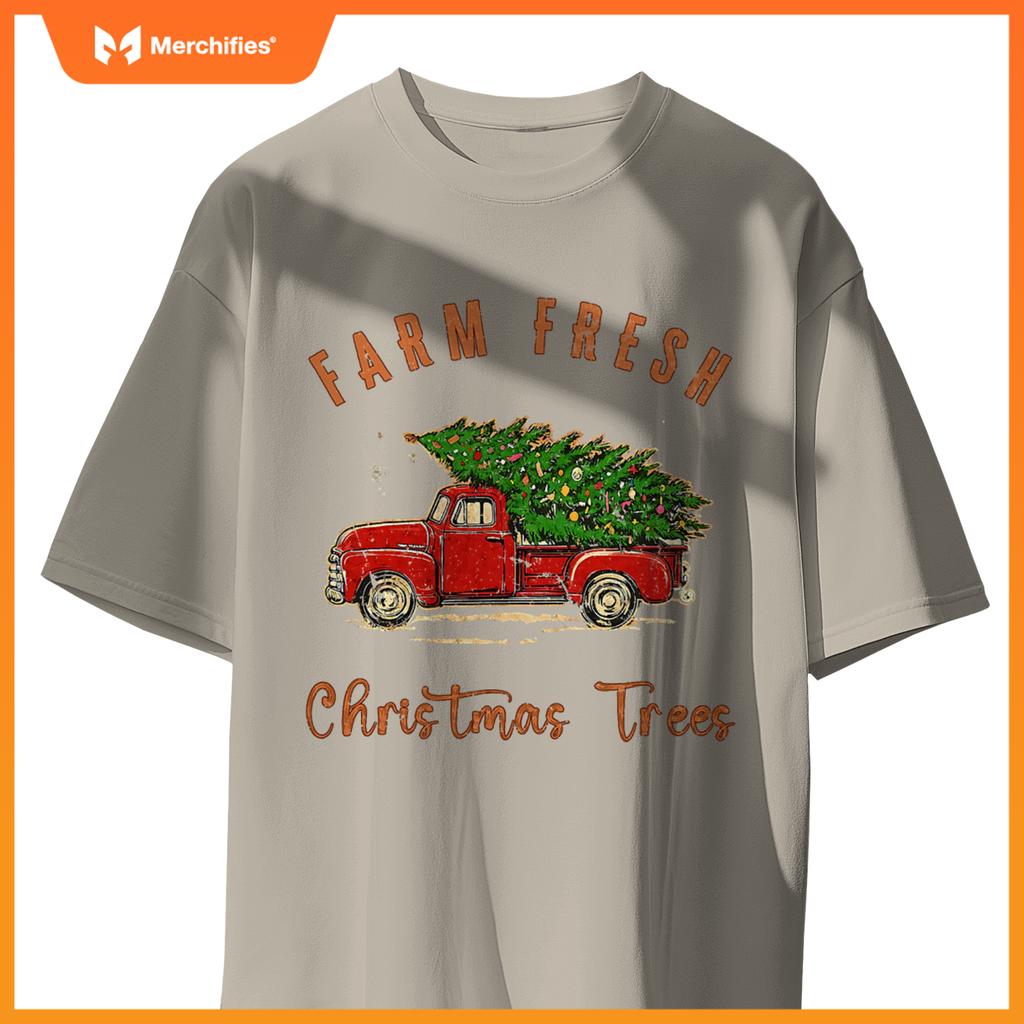 Farm Fresh Christmas Trees Family Xmas Farm Truck Farmer T-Shirt