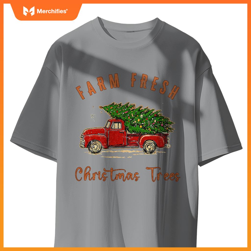 Farm Fresh Christmas Trees Family Xmas Farm Truck Farmer T-Shirt