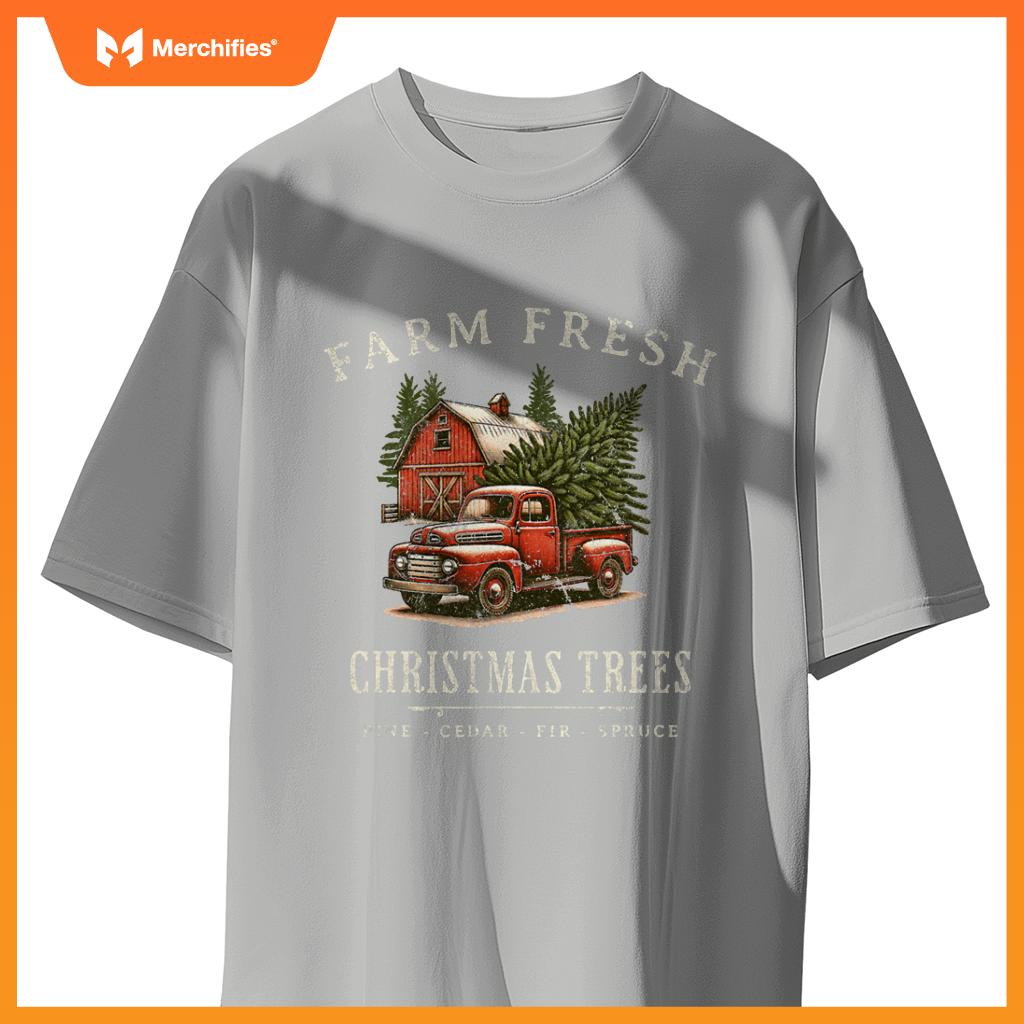 Farm Fresh Christmas Trees Rustic Farmhouse Truck T-Shirt