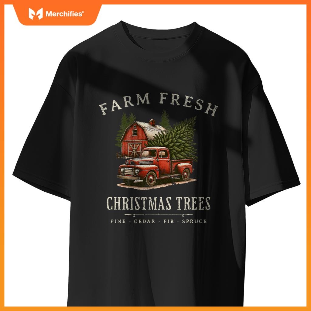 Farm Fresh Christmas Trees Rustic Farmhouse Truck T-Shirt