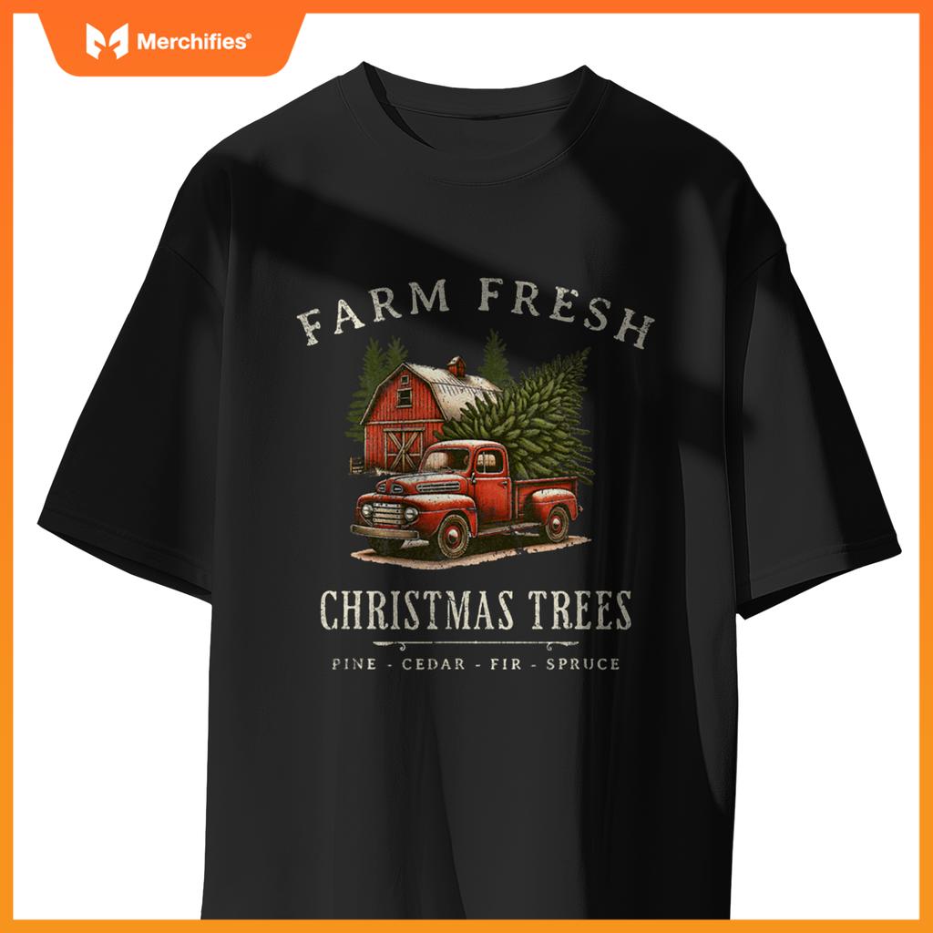 Farm fresh christmas trees rustic farmhouse  truck T-shirt