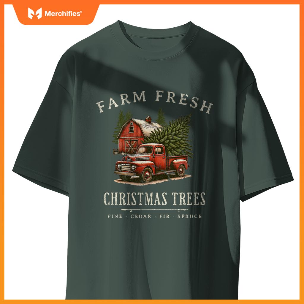Farm Fresh Christmas Trees Rustic Farmhouse Truck T-Shirt