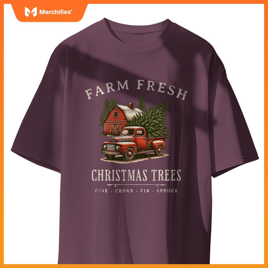 Farm Fresh Christmas Trees Rustic Farmhouse Truck T-Shirt