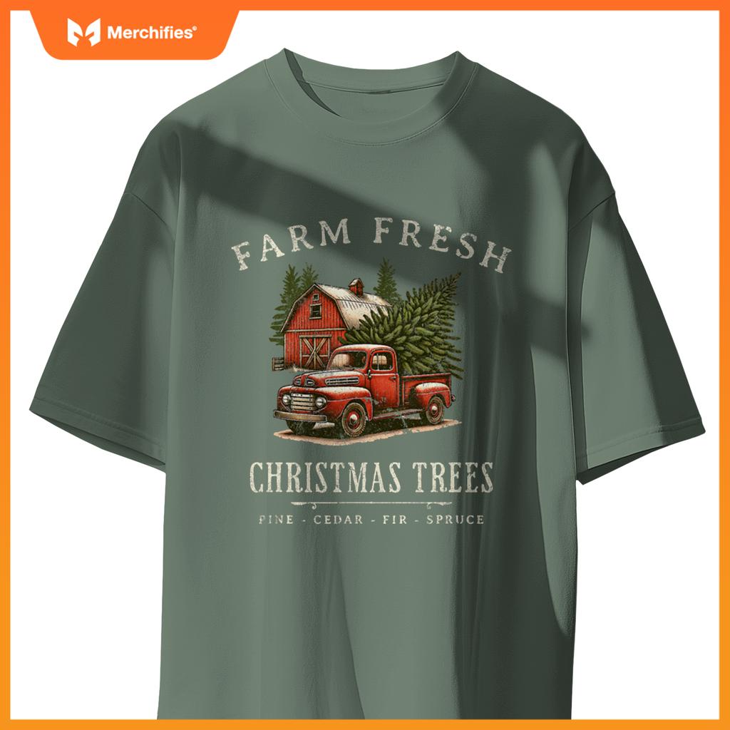 Farm Fresh Christmas Trees Rustic Farmhouse Truck T-Shirt