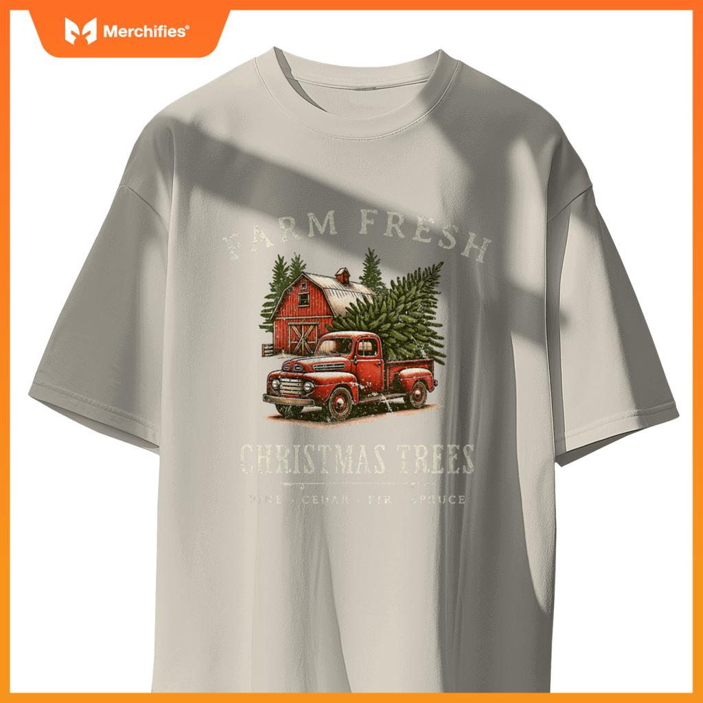 Farm Fresh Christmas Trees Rustic Farmhouse Truck T-Shirt