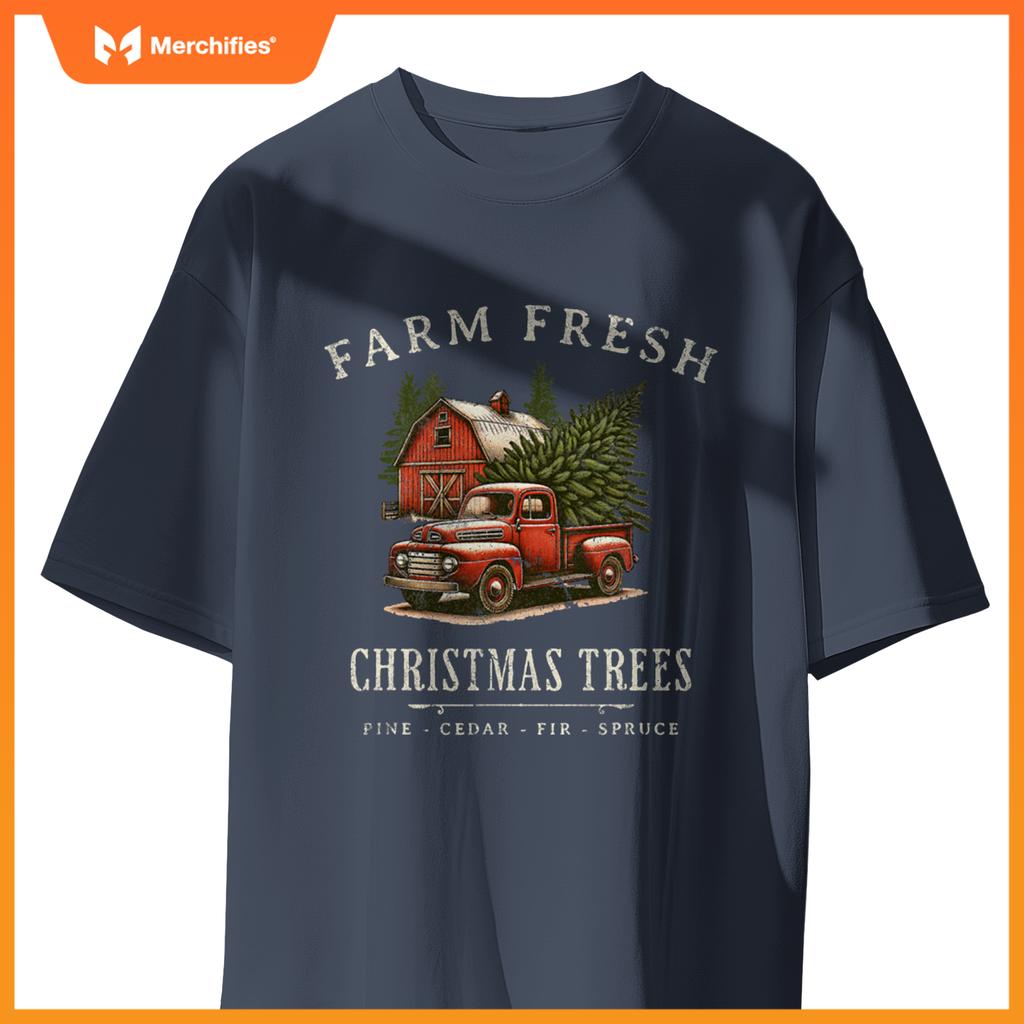 Farm Fresh Christmas Trees Rustic Farmhouse Truck T-Shirt