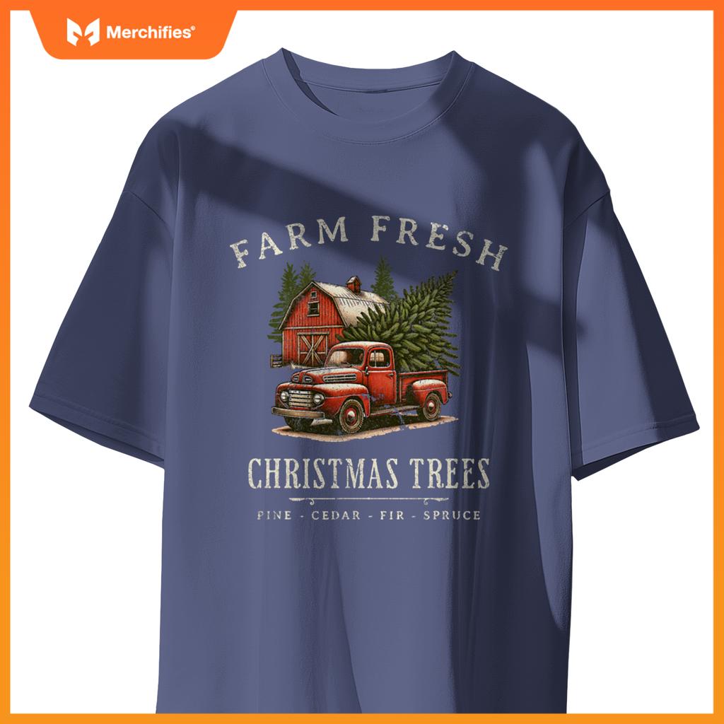 Farm Fresh Christmas Trees Rustic Farmhouse Truck T-Shirt