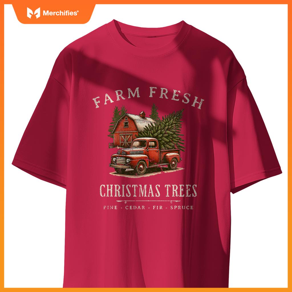 Farm Fresh Christmas Trees Rustic Farmhouse Truck T-Shirt