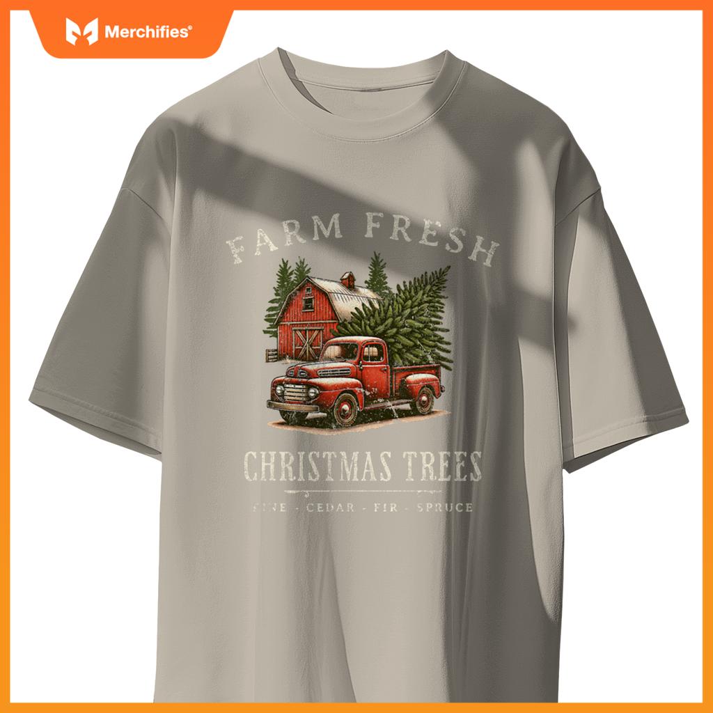 Farm Fresh Christmas Trees Rustic Farmhouse Truck T-Shirt