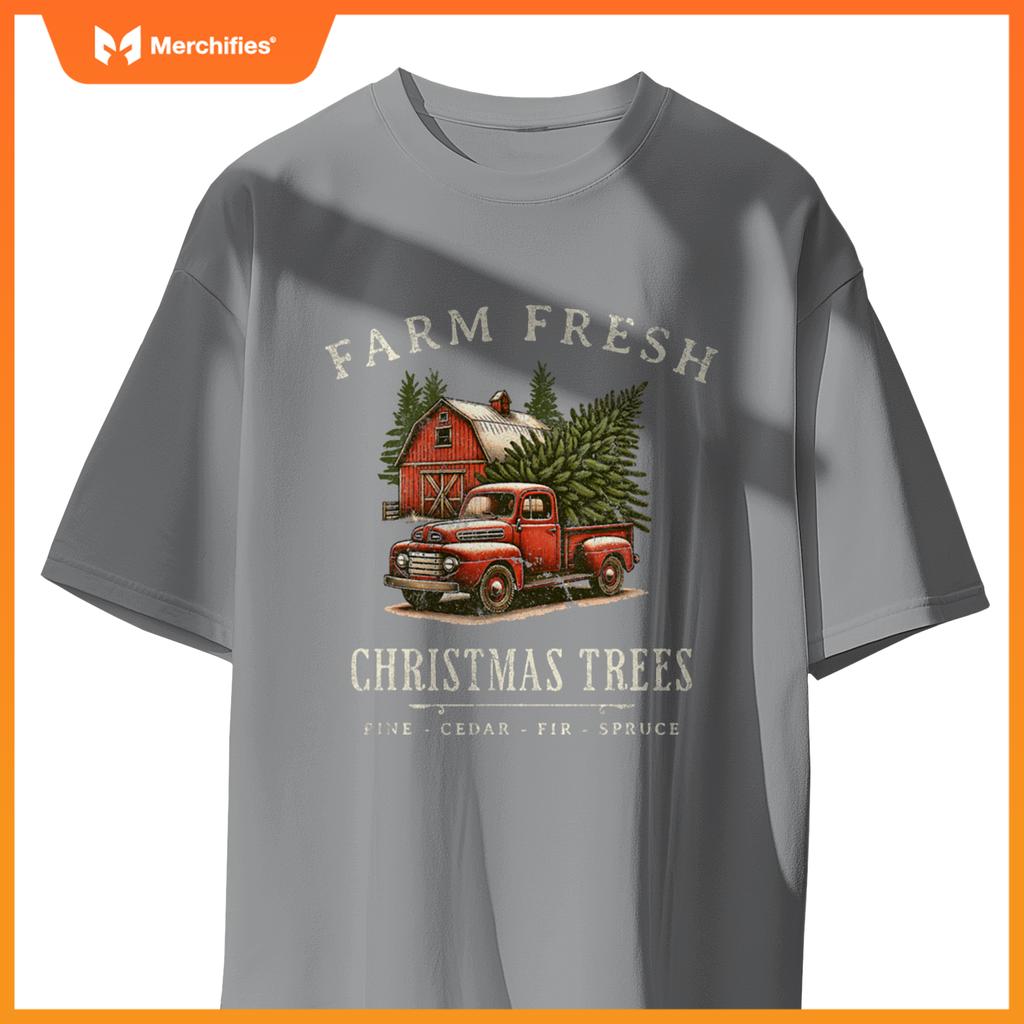 Farm Fresh Christmas Trees Rustic Farmhouse Truck T-Shirt