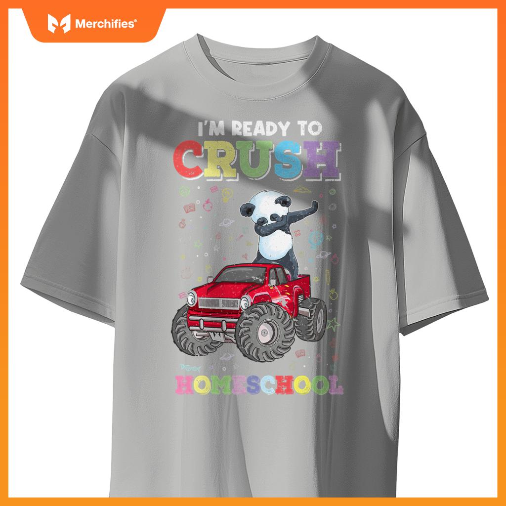 First Day Of Homeschool Kids Dabbing Panda Monster Truck T-Shirt