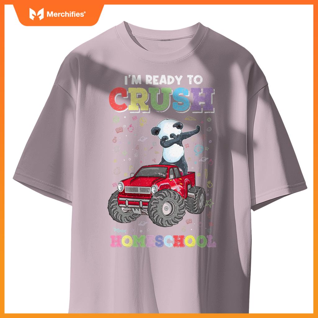 First Day Of Homeschool Kids Dabbing Panda Monster Truck T-Shirt