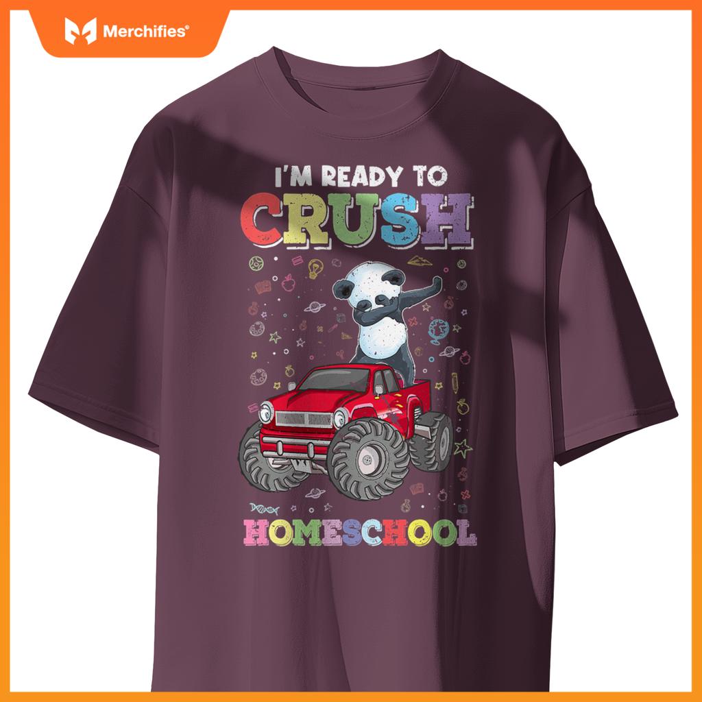 First Day Of Homeschool Kids Dabbing Panda Monster Truck T-Shirt