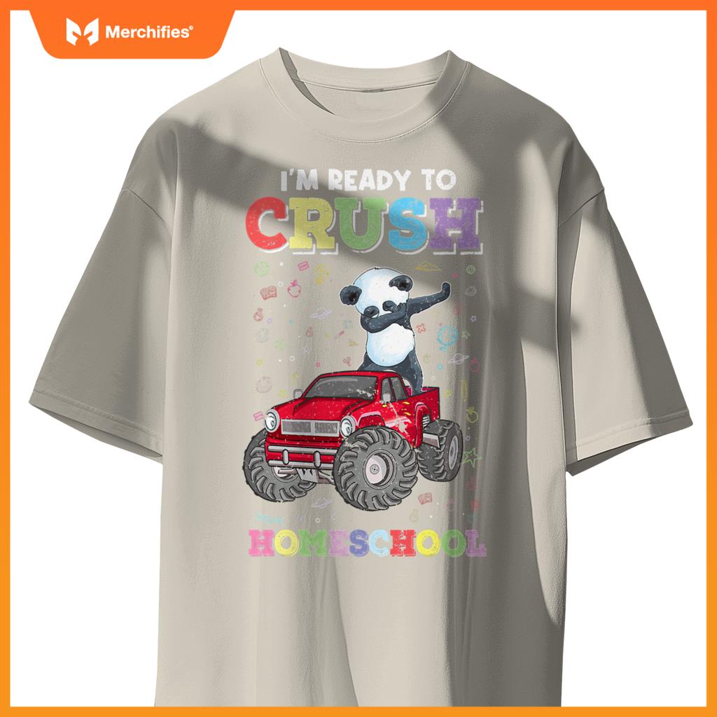 First Day Of Homeschool Kids Dabbing Panda Monster Truck T-Shirt