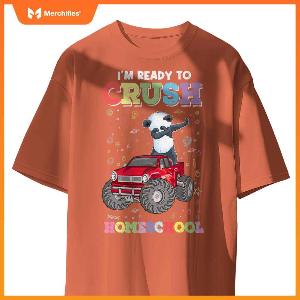 First Day Of Homeschool Kids Dabbing Panda Monster Truck T-Shirt