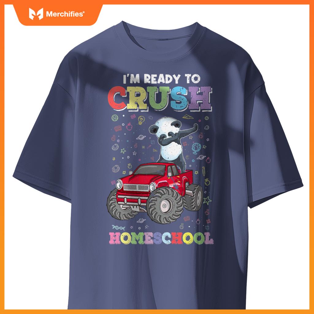 First Day Of Homeschool Kids Dabbing Panda Monster Truck T-Shirt