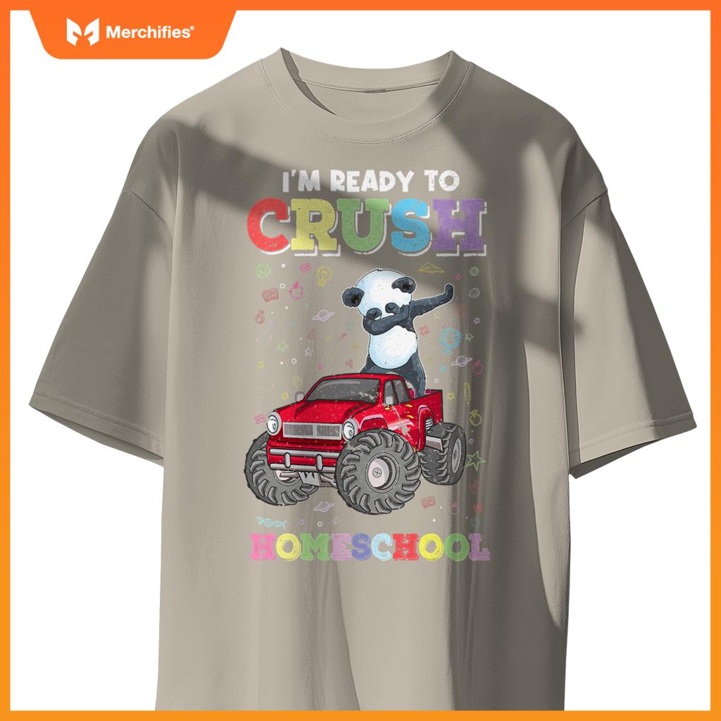 First Day Of Homeschool Kids Dabbing Panda Monster Truck T-Shirt