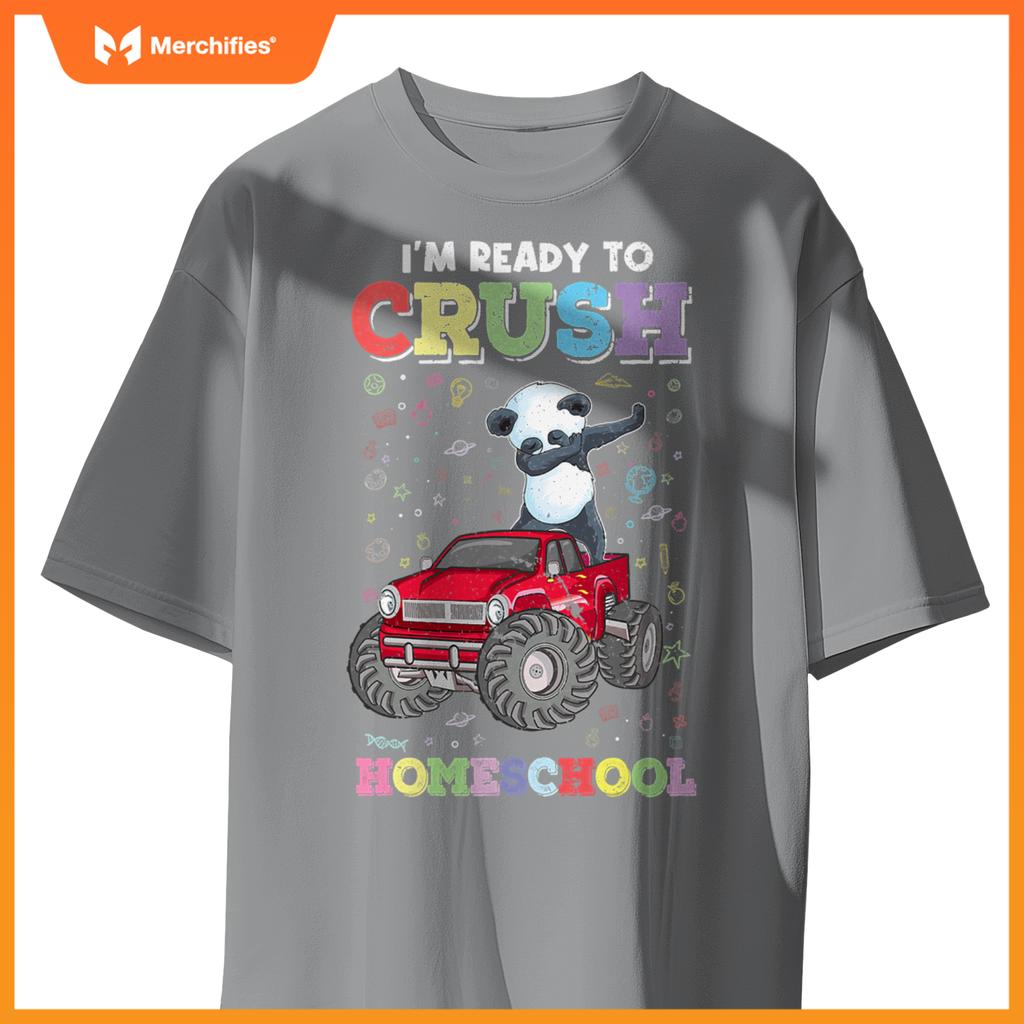 First Day Of Homeschool Kids Dabbing Panda Monster Truck T-Shirt