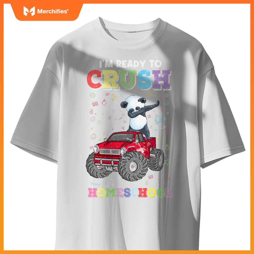 First Day Of Homeschool Kids Dabbing Panda Monster Truck T-Shirt