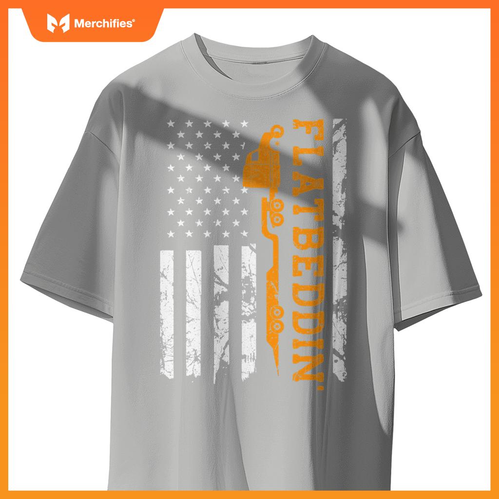 Flatbedder Truck American Flag Patriotic Flatbed Trucker T-Shirt