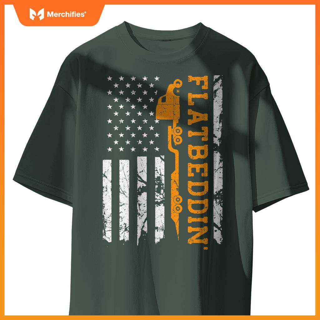 Flatbedder Truck American Flag Patriotic Flatbed Trucker T-Shirt