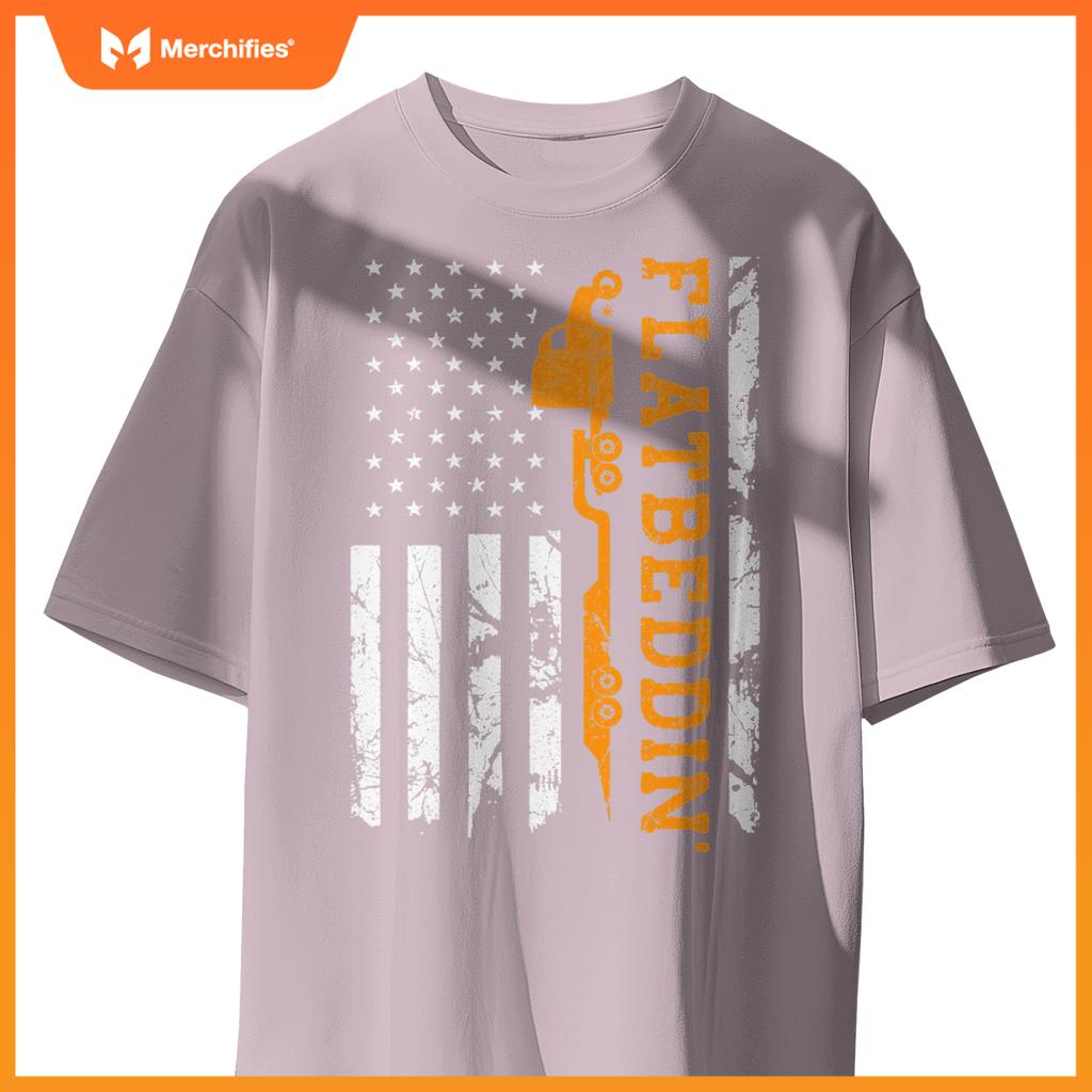 Flatbedder Truck American Flag Patriotic Flatbed Trucker T-Shirt
