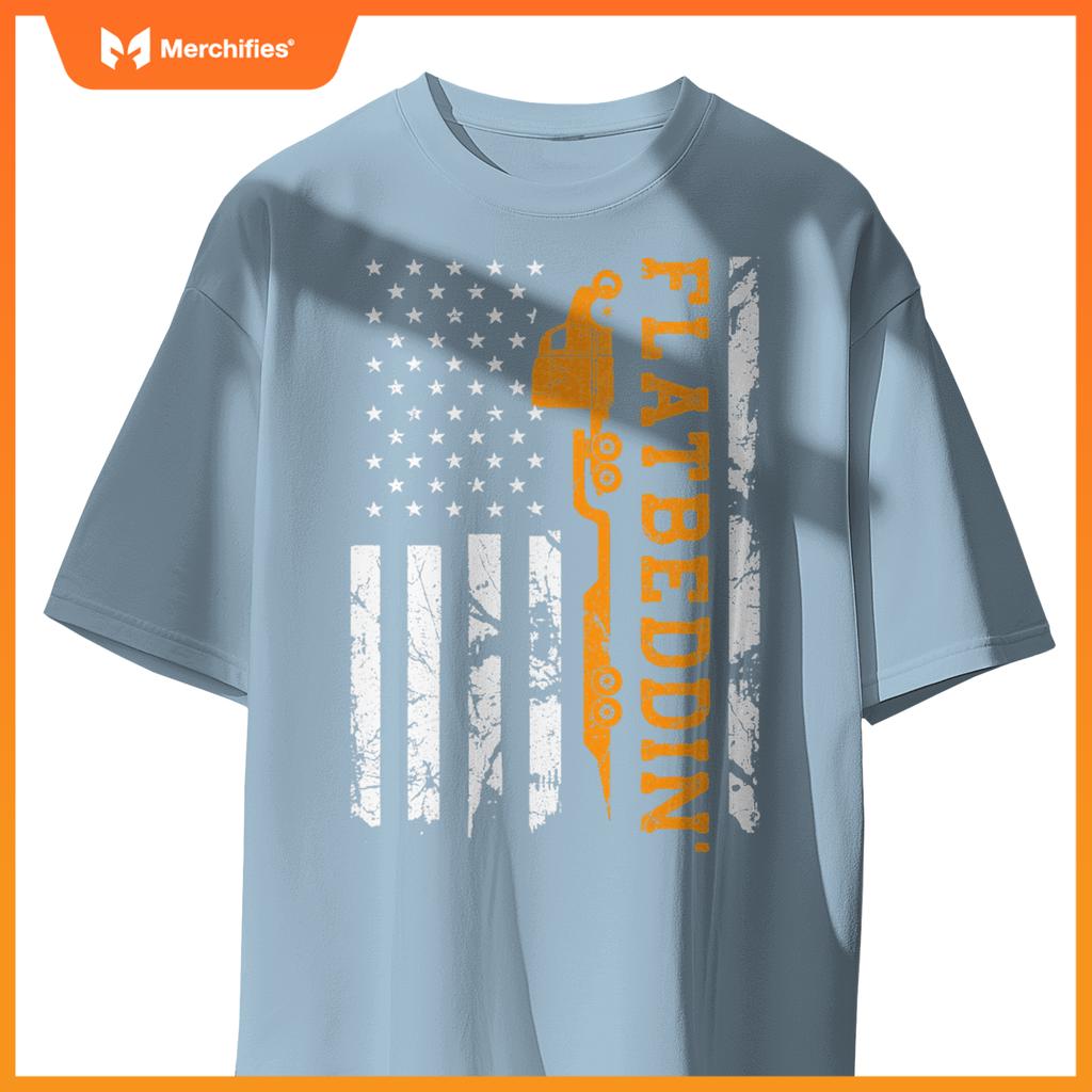 Flatbedder Truck American Flag Patriotic Flatbed Trucker T-Shirt