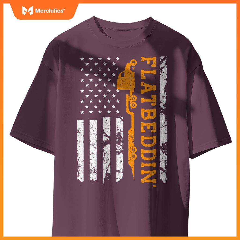 Flatbedder Truck American Flag Patriotic Flatbed Trucker T-Shirt