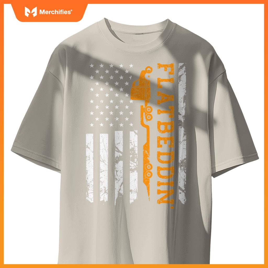 Flatbedder Truck American Flag Patriotic Flatbed Trucker T-Shirt