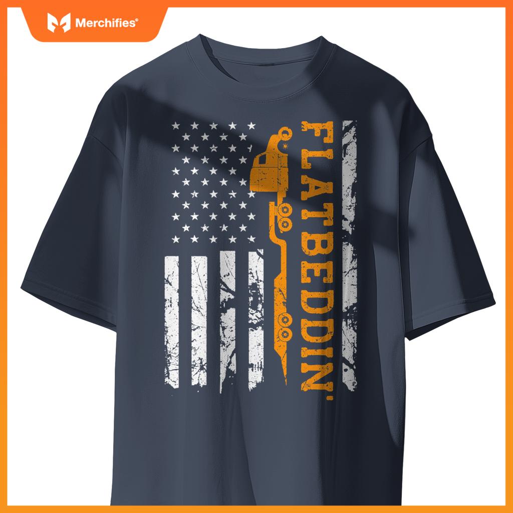 Flatbedder Truck American Flag Patriotic Flatbed Trucker T-Shirt
