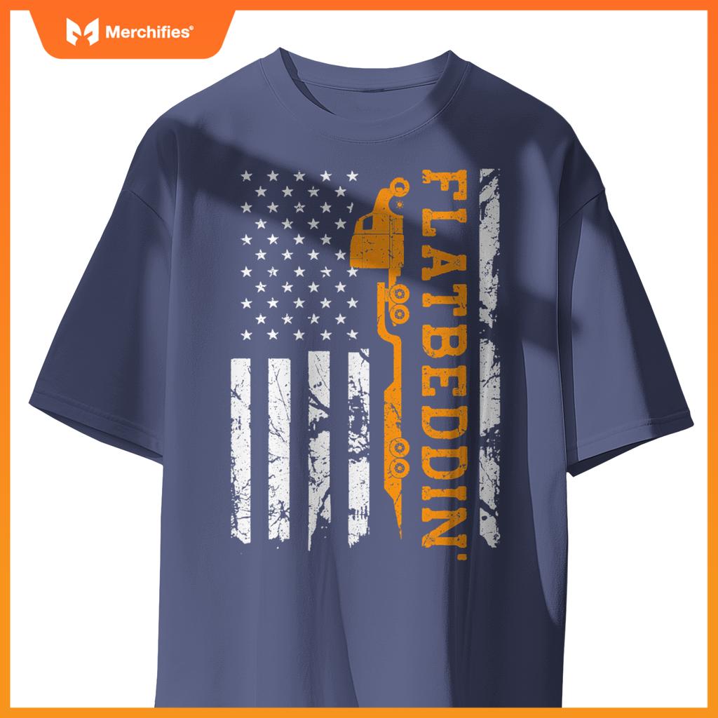 Flatbedder Truck American Flag Patriotic Flatbed Trucker T-Shirt