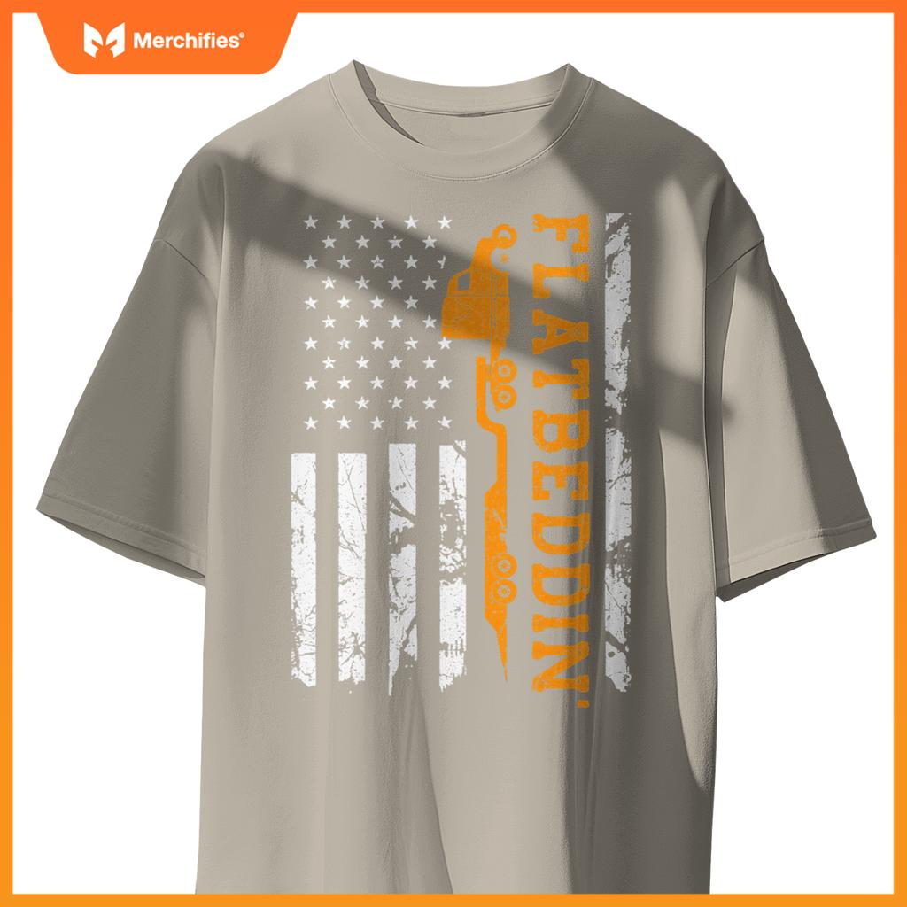 Flatbedder Truck American Flag Patriotic Flatbed Trucker T-Shirt