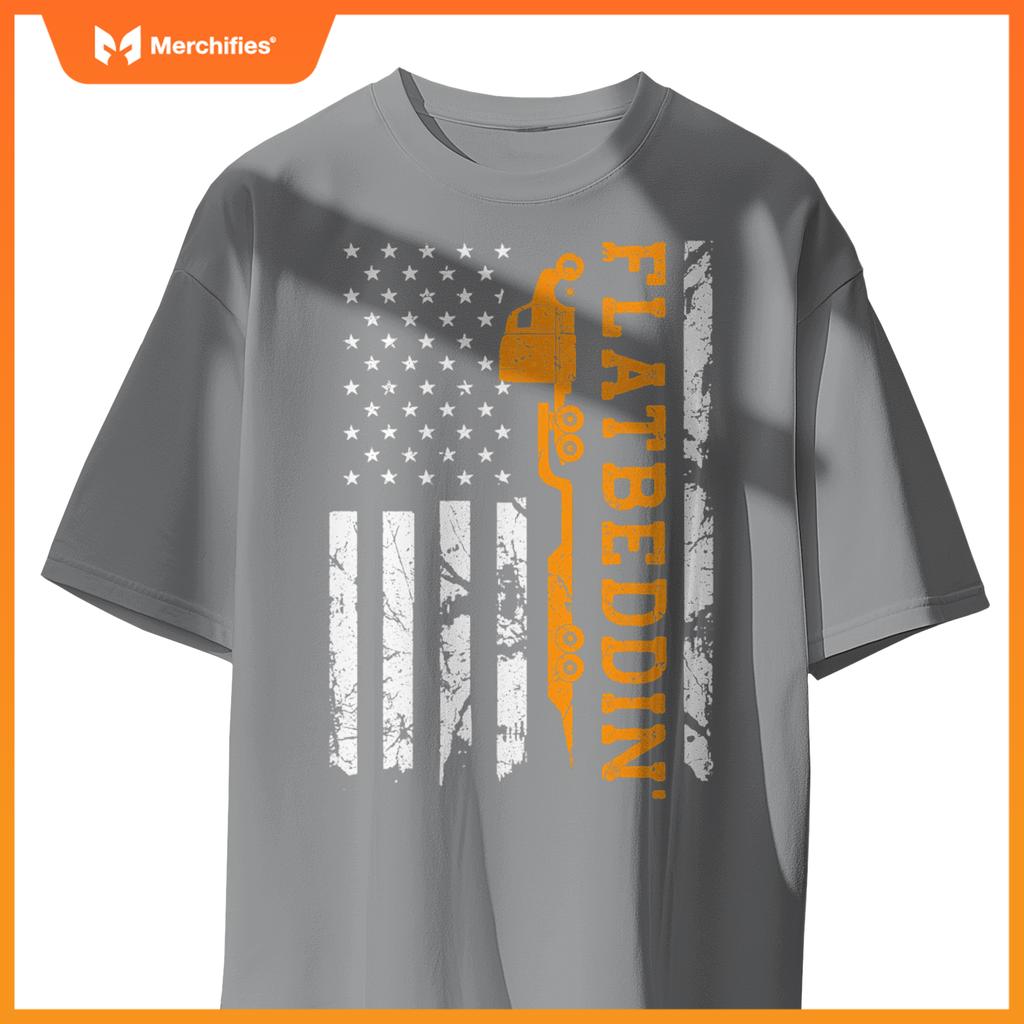 Flatbedder Truck American Flag Patriotic Flatbed Trucker T-Shirt