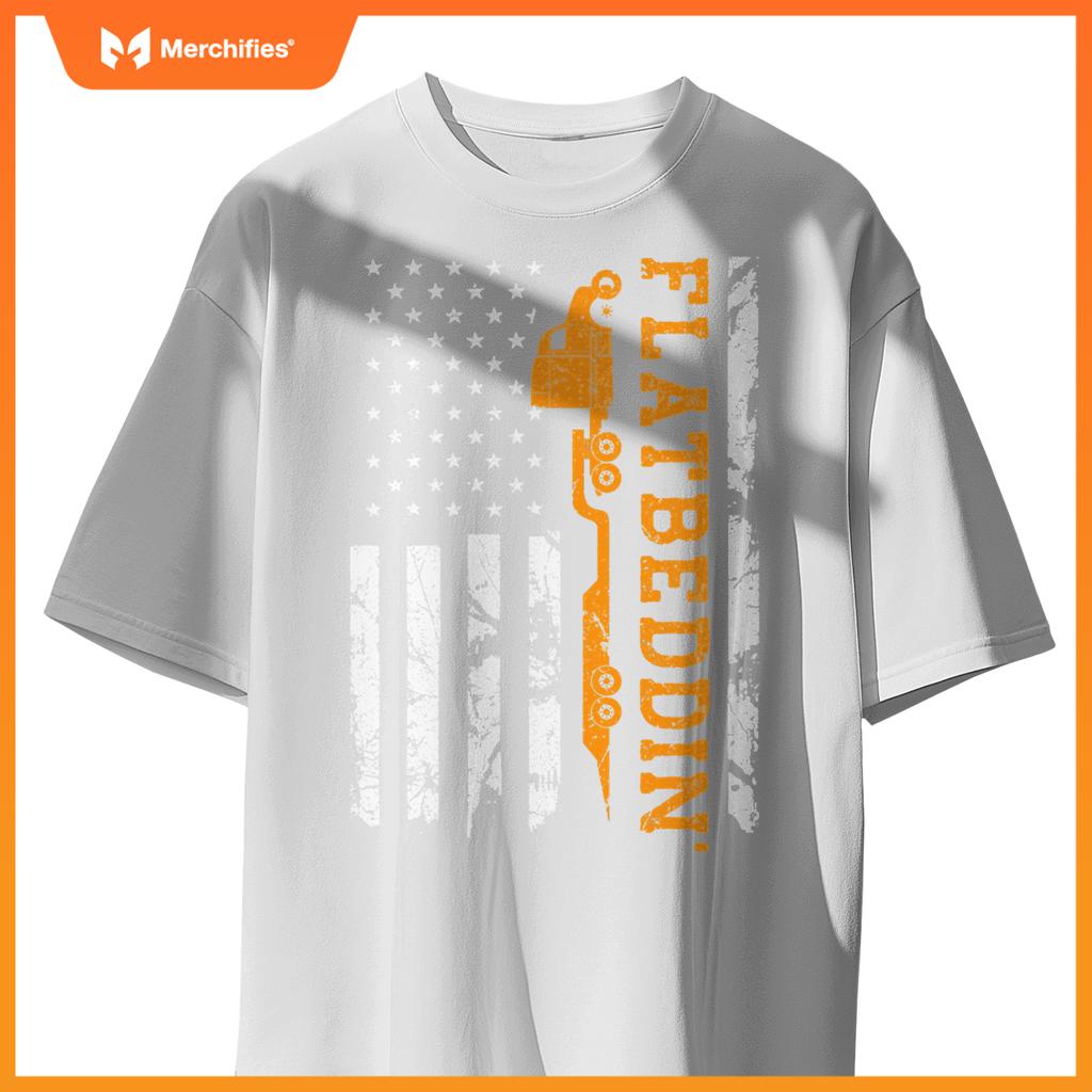 Flatbedder Truck American Flag Patriotic Flatbed Trucker T-Shirt